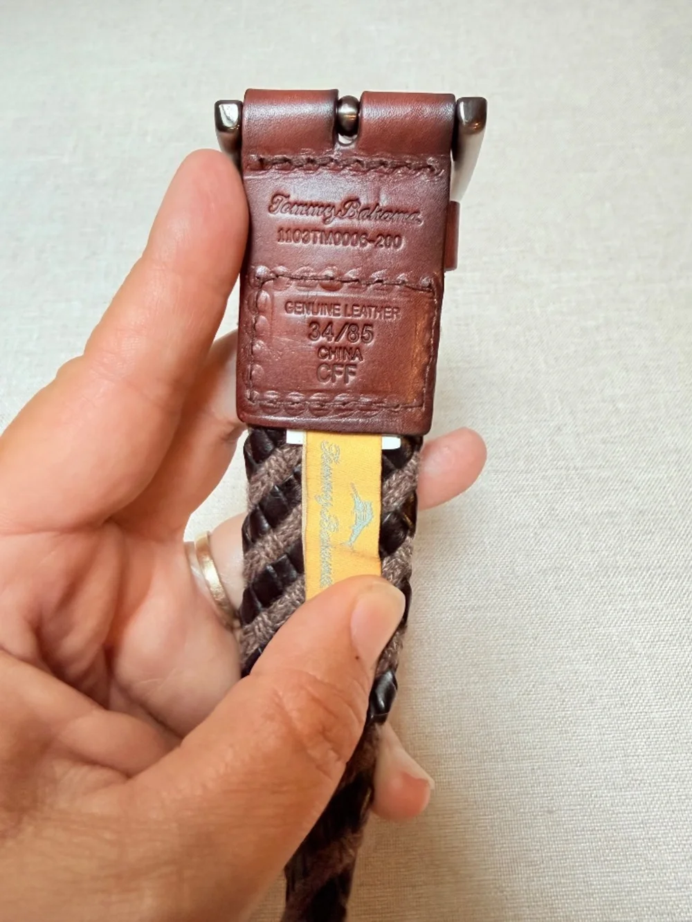 Tommy Bahama Fabric and Leather Men’s Braided Belt Brown and Black 34